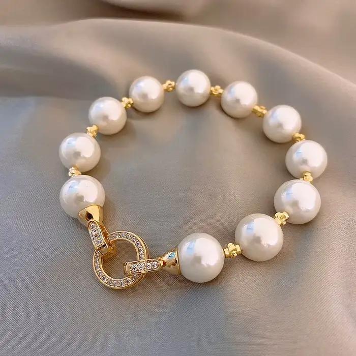Nouveauté 2026 – Bracelet élégant en zircon et perles, style rétro et luxueux, pour femme – Bijou tendance en cristal, idéal pour les fêtes et cadeaux