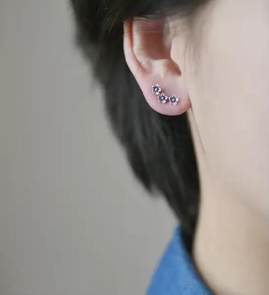 Boucles d'oreilles rétro fleur en argent regardé 925 pour femmes, bijoux tendance, cadeau pour filles, nouveau