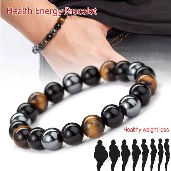 Bracelets en perles d'oeil de tigre en hématite d'obsidienne noire naturelle pour hommes et femmes, Protection magnétique de la santé, bijoux d'âme