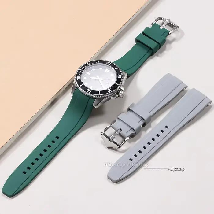 Bracelet de montre pour Omega pour Swatch pour MoonSwatch, extrémité incurvée, Bracelet de plongée en caoutchouc de Silicone pour Bracelet Water Ghost 20mm 22mm