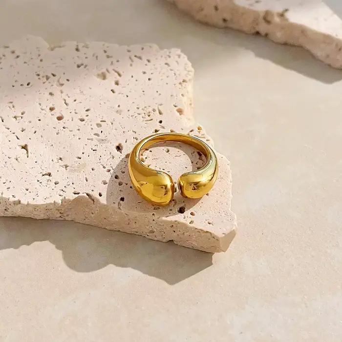 Bague pour femme EManco, taille irrégulière, forme goutte d'eau, lisse, ouverte, style métallique simple, idéale pour les festivals, bijoux fins, expédition en 48 heures