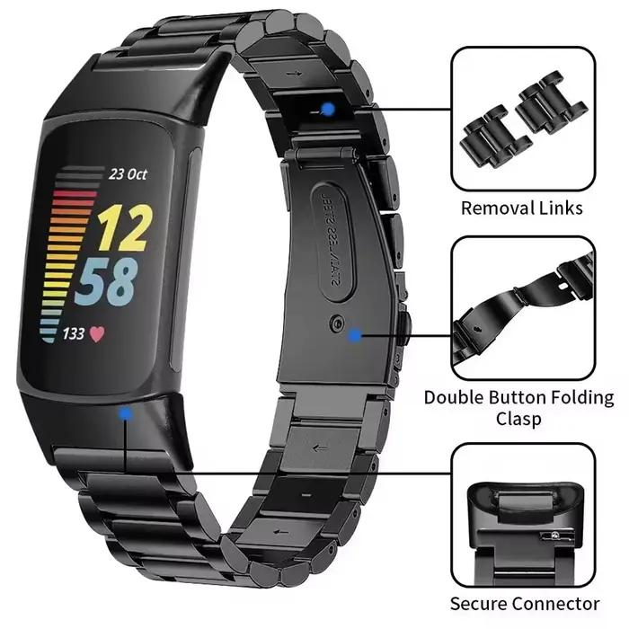 Bracelet en acier inoxydable pour Fitbit Charge 6 5, accessoires, bracelet réglable en métal, bracelet correa Fitbit Charge 5 6