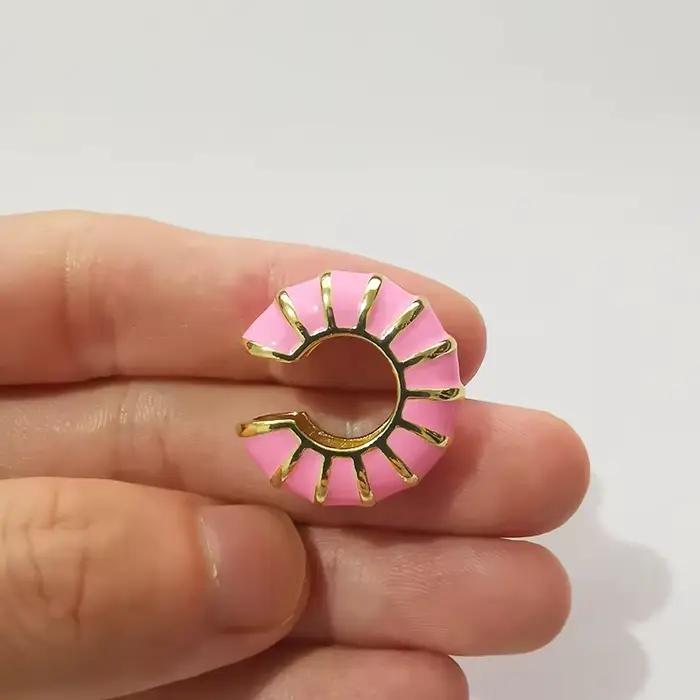 Clip d'oreille rond bohème en émail exquis pour femmes, Vintage, tempérament multicolore, boucles d'oreilles en forme de C, bijoux de fête et de vacances