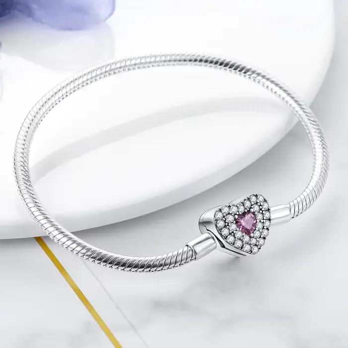 Bracelet en argent Disney, Original, feuille, trèfle, papillon, cœur, adapté pour la fabrication de pendentifs, perles, bijoux à la mode pour femmes