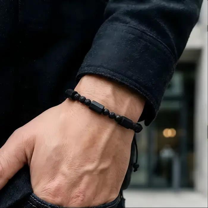 Bracelet en tourmaline noire, bijoux en pierre naturelle, bracelets personnalisés, bracelets de couple, bracelets pour homme, accessoires pour femmes
