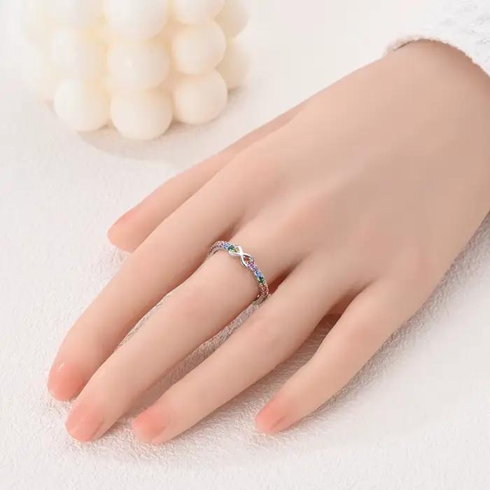 Bagues originales en argent Sterling 925, couleur arc-en-ciel, bagues en Zircon infini pour femmes et filles, bijoux cadeaux d'anniversaire