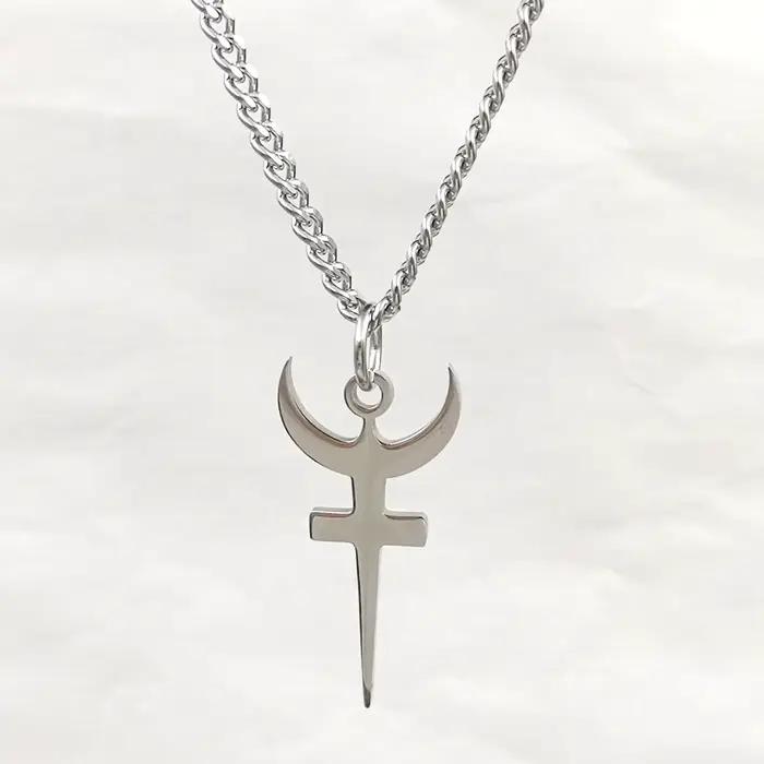 Collier Hades pendentif Trident religieux en acier inoxydable, amulette grecque antique pour chaîne de marin 24''