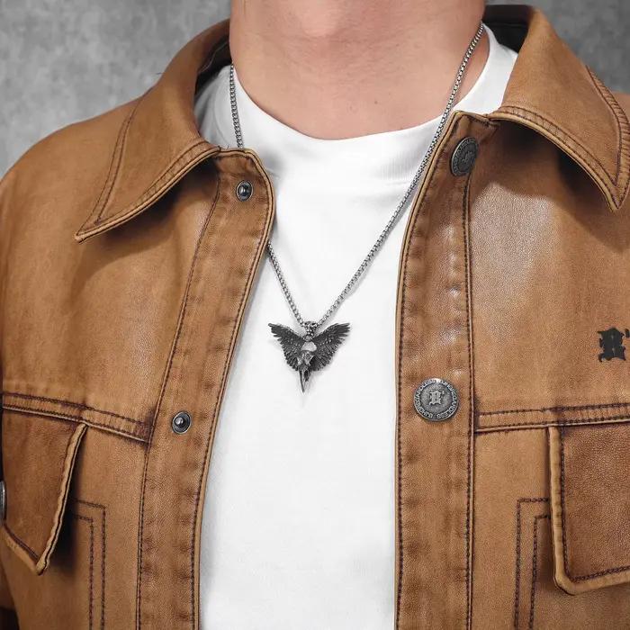 Colliers rétro Viking corbeau pour hommes et femmes, pendentif corbeau en acier inoxydable, chaîne Punk, bijoux à la mode, accessoires, cadeaux, vente en gros