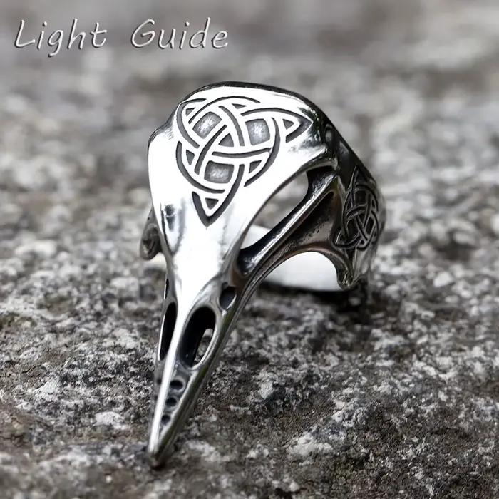 Bague Totem Vintage à nœud celtique pour hommes, mythologie nordique, guerrier Viking, tête de corbeau, bijoux dominateurs à la mode, cadeau, 2023