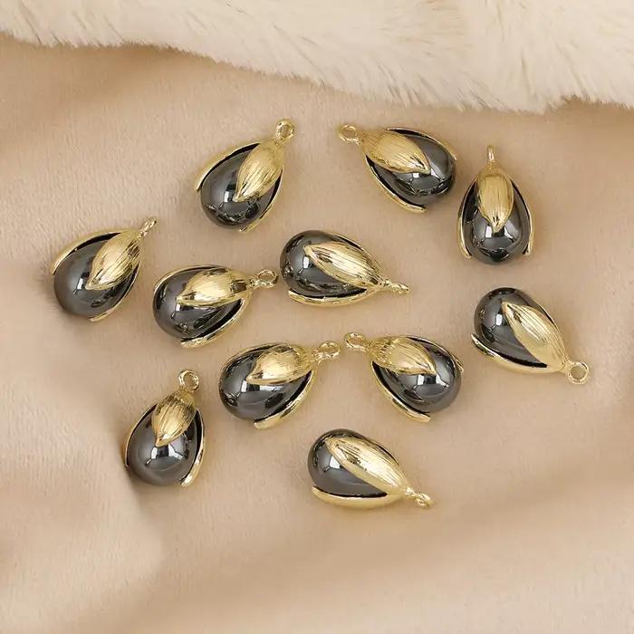 HAOSAW – accessoires de bijouterie, pendentif de boucles d'oreilles, forme de tulipes, Imitation de perle, fait à la main, composants de bijouterie, 8 pièces, 12x4MM