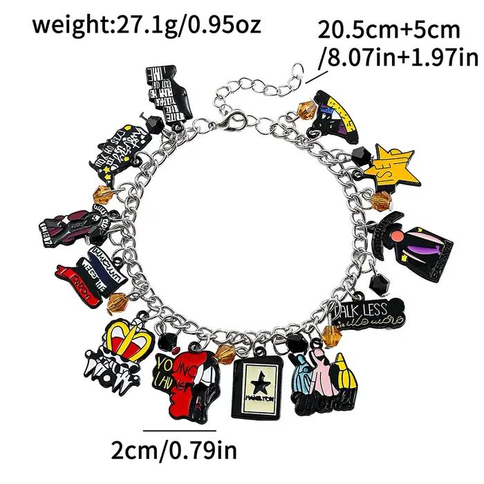 Breloque de bracelet Hamilton 'Talk Less Smile More' - Accessoire de bijouterie tendance pour femme, idée cadeau mignonne de la série musicale de dessins animés