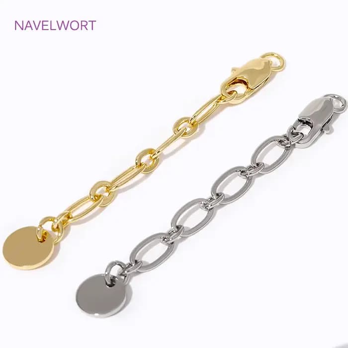 Chaîne d'extension ronde plaquée or 18 carats, pour la fabrication de bijoux, chaîne à queue étendue en laiton, accessoires de collier à faire soi-même, 1/3/5 pièces/lot