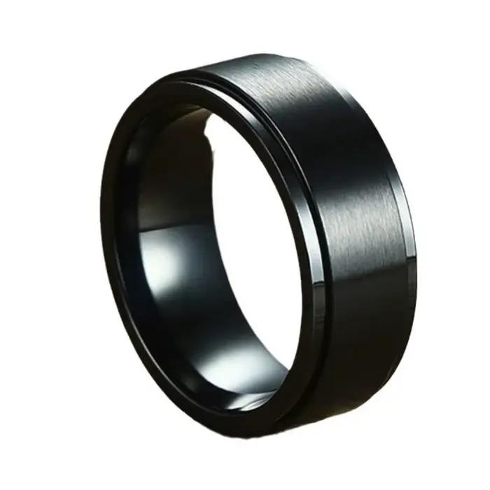 Bague anti-stress rotative brossée mate double couche unisexe, bijou de mode pour soulager le stress