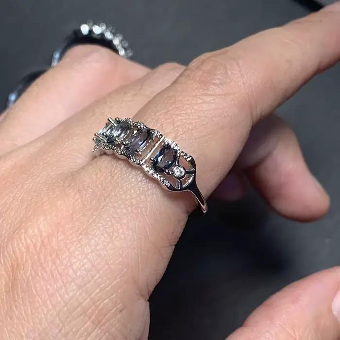 Bague en topaze bleue naturelle 45, ajustable, bijoux pour femmes, cadeau, vente en gros, haute qualité, vintage, raffinée