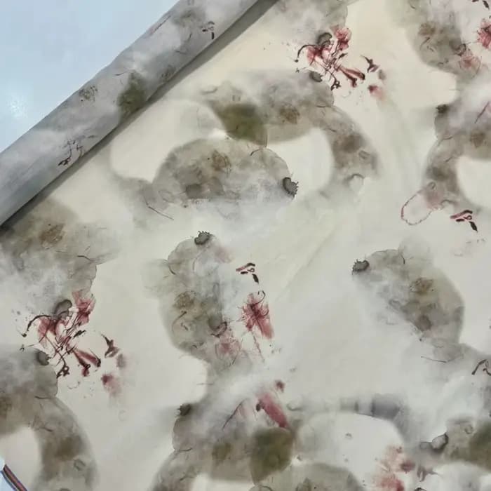 Tissu de luxe imprimé Lyocell rouge vert bleu