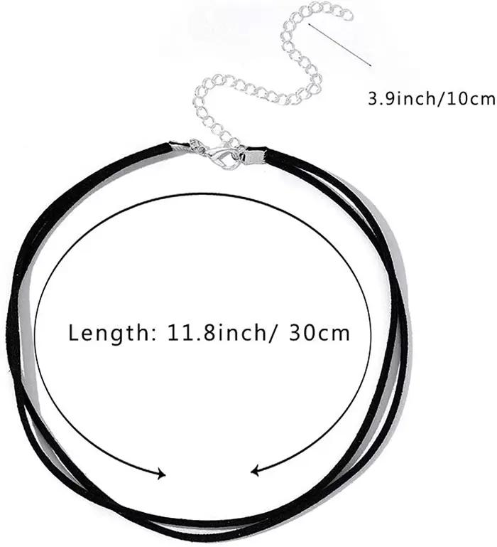Collier Ras du Cou en Velours Noir à 2 Couches pour Femme et Fille