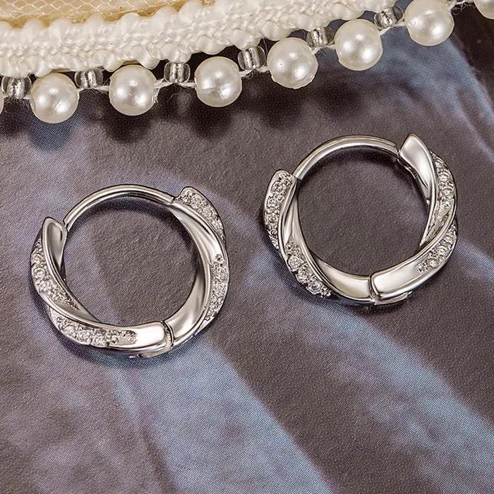 Boucles d'oreilles en argent sterling 925 pour femmes, serties de Zircon, beau design unique, bijoux à breloques, cadeau de mariage
