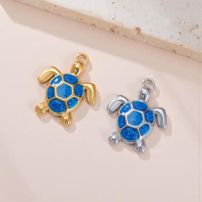 Teamer – breloques tortue de mer en émail, pendentif couleur or en acier inoxydable pour collier, Bracelet, bijoux, bricolage, vente en gros, nouveauté 2026