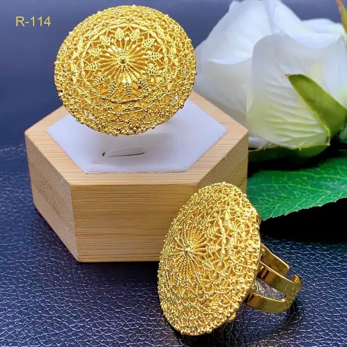 XUHUANG bijoux africains couleur or 24K grandes bagues pour femmes dubaï ethiopie luxe grand anneau adapté aux cadeaux de mariage et de fête