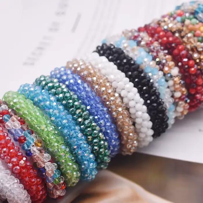 Bracelet de perles à la mode, élastique, fait à la main, cadeau pour femmes, nouvel accessoire pour cheveux, perles de verre