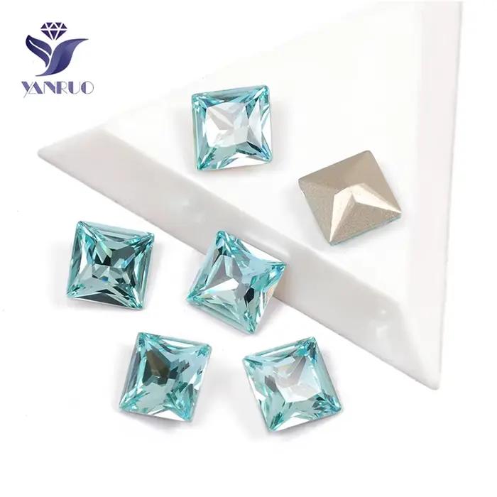 YANRUO-Strass carrés Rosa esss All document, bijoux à coudre, cristal de charbon, bricolage, artisanat, perles Pointback, vêtements, 4447