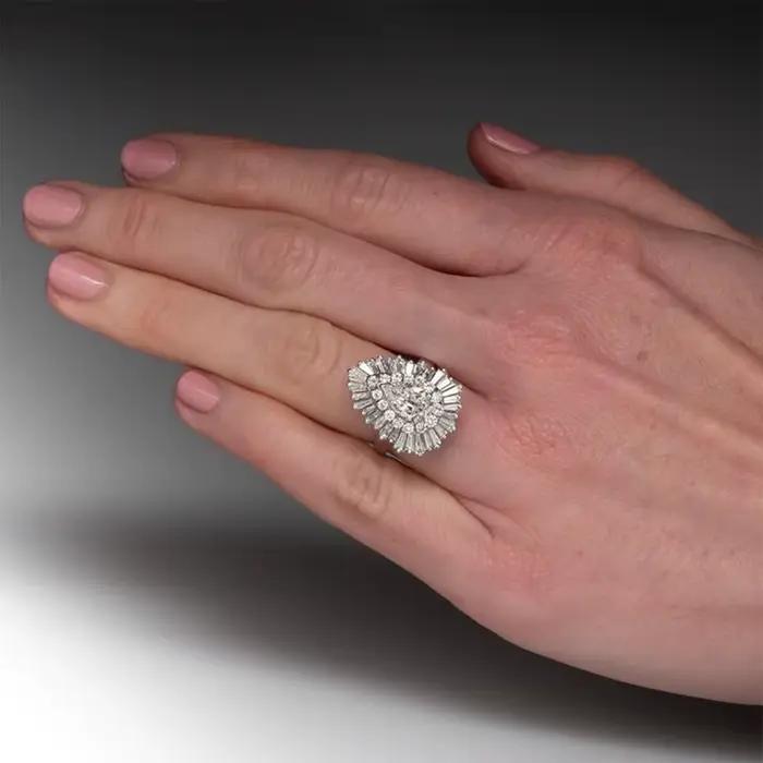 Bague en Zircon pour femmes, nouveau Design, goutte d'eau en diamant, argent 925, exagérée et Grandes bijoux, fête de mariage, anniversaire, Gifti
