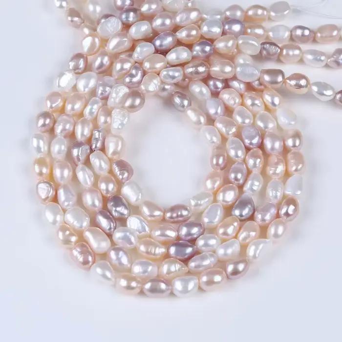8-9mm eau blanc rose violet perle de culture baroque d'eau douce perles en vrac pour les femmes bijoux à bricoler soi-même
