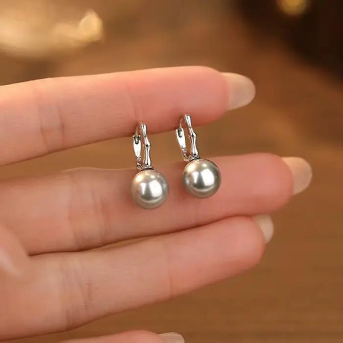 INZATT réel 925 en argent Sterling perle bambou Joint boucles d'oreilles pour les femmes Hiphop bijoux fins accessoires minimalistes