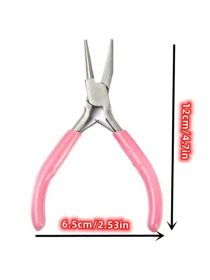 Pinces et bagues à bijoux roses, production et réparation de divers accessoires de bijoux, outils essentiels pour usage domestique, 2/1 pièces