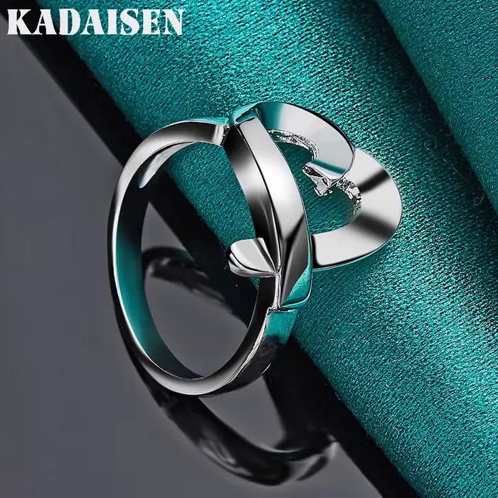 Cœur en argent sterling 925 6-10 #   Bague pour femmes, bijoux de charme à la mode pour les amoureux des mariages et des fêtes