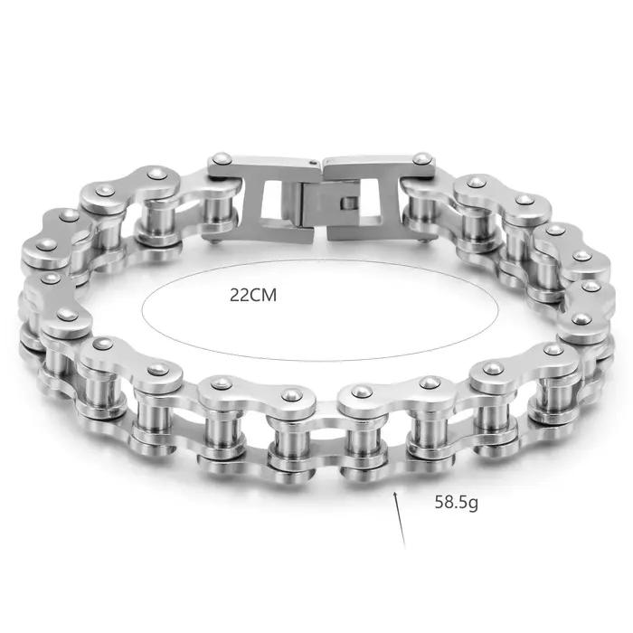 Bracelet Chaîne de Motard en Acier Inoxydable pour Homme, Style Moto et Vélo, Bijoux Punk Tendance