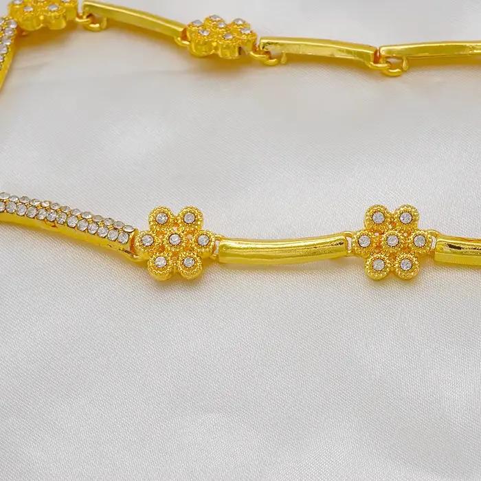 Ensemble de bijoux de Dubaï pour femme, collier en or, bracelet, bague, grand collier rond, cadeau de fête de mariage classique, luxe, document