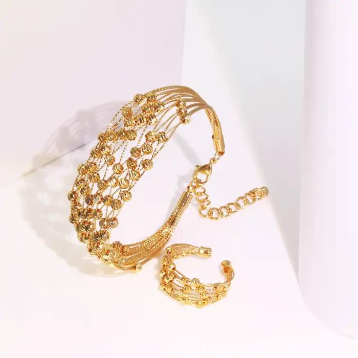GZJPEI – ensemble de bijoux faits à la main pour femmes, ensemble de perles multicouches plaquées or 18 carats, accessoires de bijoux d'anniversaire et de mariage de haute qualité
