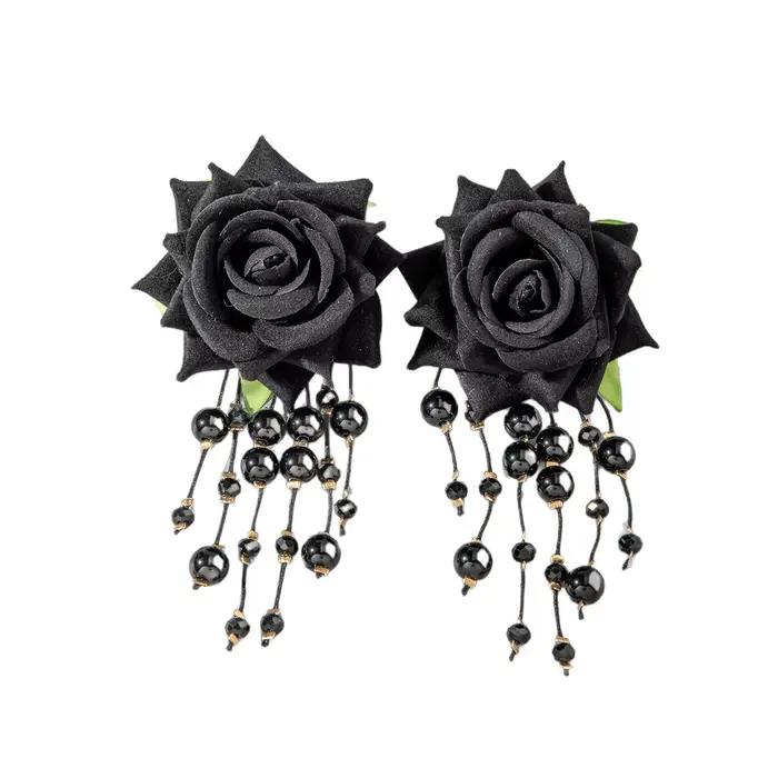 Boucles d'oreilles colorées fleur rose 3D
