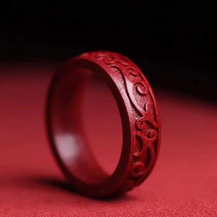 Bague Cinabre Authentique Naturelle, Bijoux d'Éternité, Amulettes de Fiançailles, Mascottes, Cadeau de Luxe, Couple, Petite Amie, Amour, Promesse, Mode
