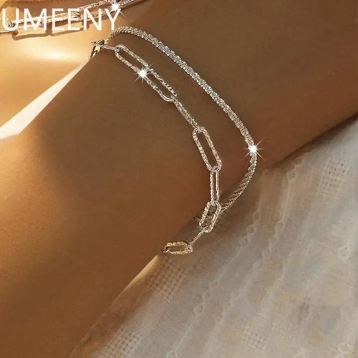 Bracelets scintillants en argent Sterling 925 pour femmes, mode coréenne de styliste, Double couche, ciel étoilé, bijoux de mariage