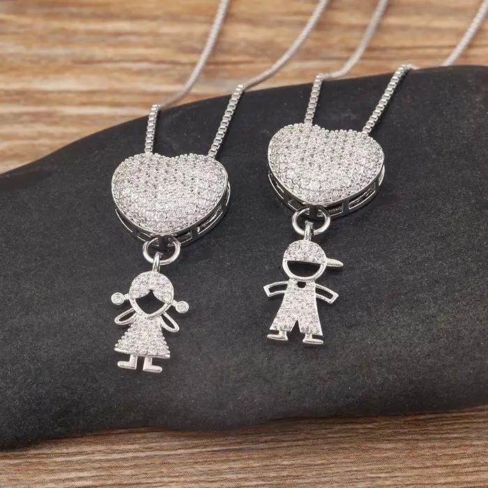 Nidin nouveau Design de luxe cuivre incrusté brillant Zircon garçons et filles pendentif à breloque collier pour femmes mode femme bijoux cadeaux