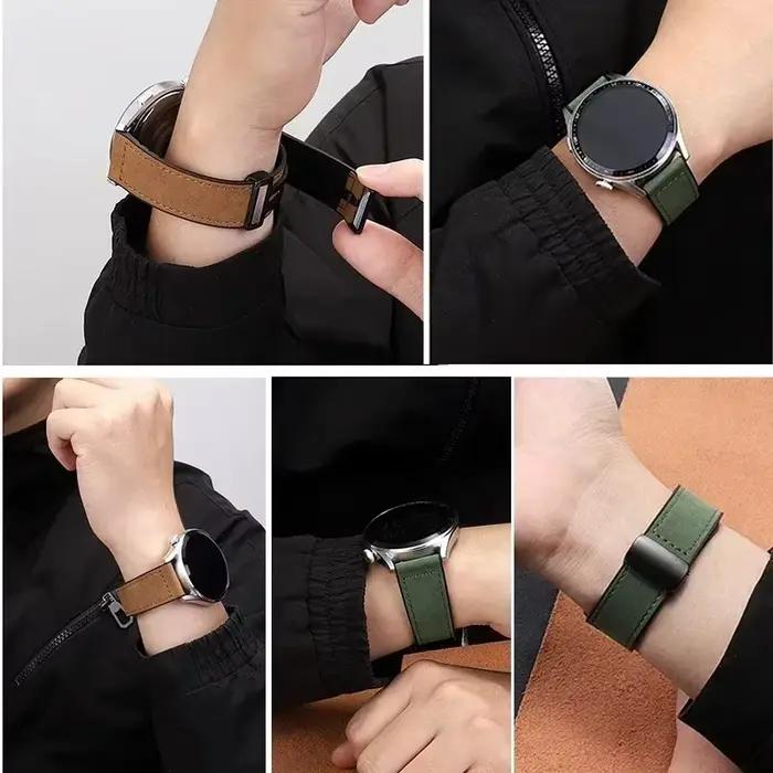 Bracelet Correa de 22mm pour Amazfit Active Max, en Silicone et cuir, sangle magnétique pour montre Amazfit Active Max