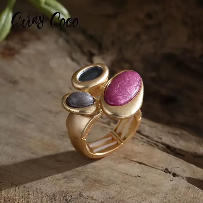 Bague en résine Cring Coco, accessoires pour femme, bagues en alliage de zinc ajustables, bijoux géométriques pour femme