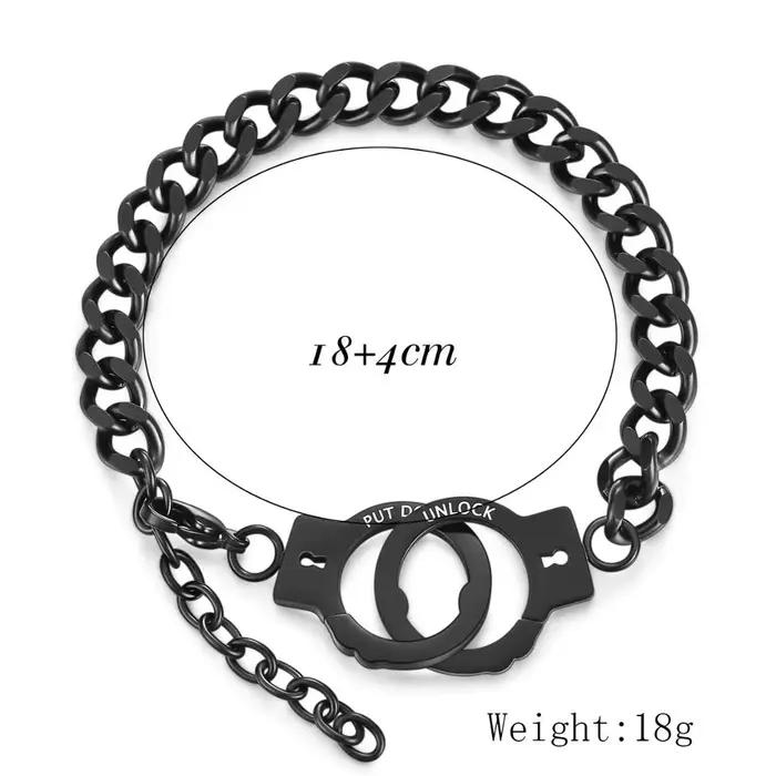Bracelet de Couple en acier inoxydable, menottes pour femmes et hommes, chaîne de couleur or, accessoires, bijoux, vente en gros
