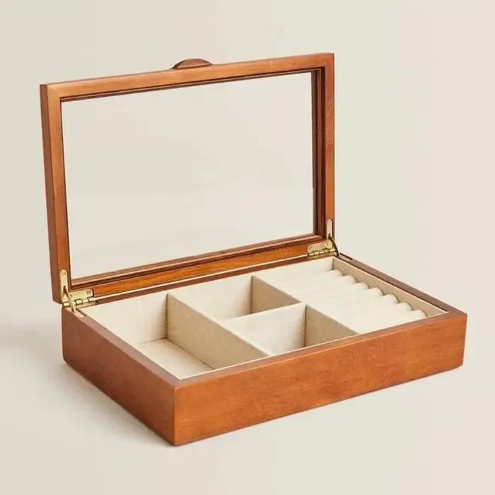 Boîte à bijoux en bois Mini multifonctionnelle pour femmes, organisateur de rangement, boîte à bijoux de luxe, fournitures d'emballage personnalisées