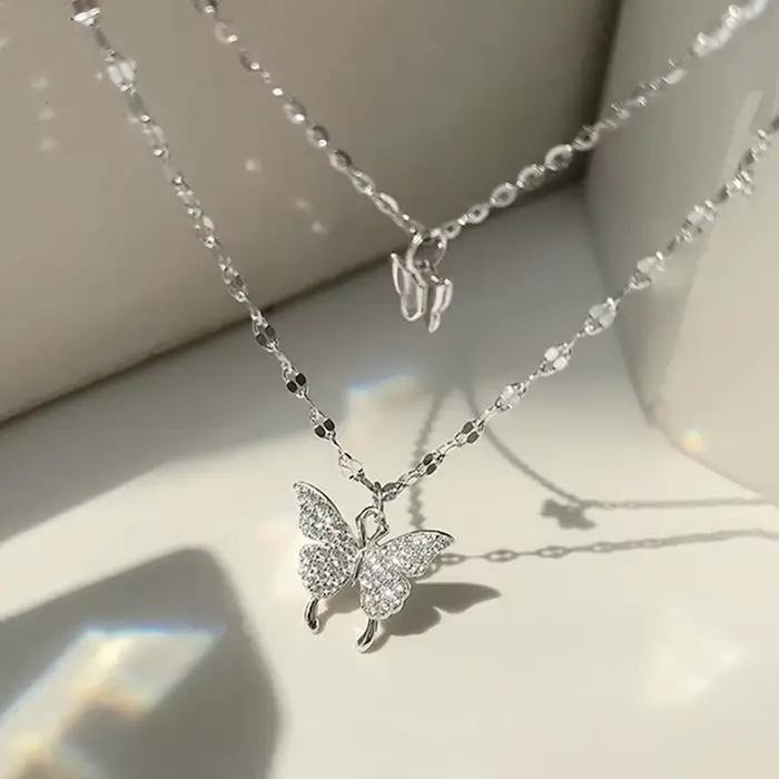 LATS – collier rond brillant, couleur or Rose, chaîne de clavicule Double couche exquise, bijoux pour femmes, cadeau, nouvelle collection