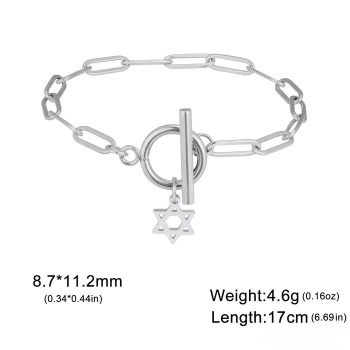 Bracelet à breloques étoile de FC pour femme, trombone en acier inoxydable, jobracelets, amulette, bijoux juifs, cadeau, vente en gros
