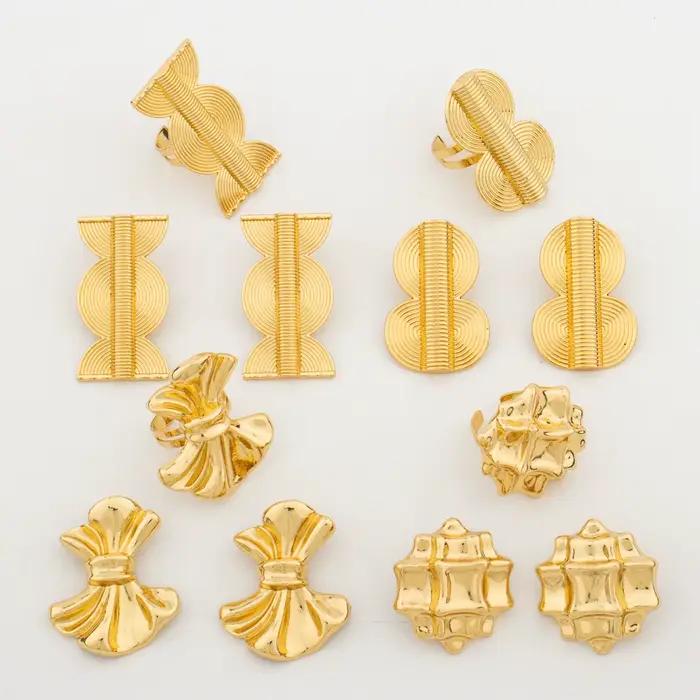Ensemble de bijoux plaqués pour femmes, boucles d'oreilles et bagues, Design de dubaï, à la mode, bijoux de mariée africaine, cadeau de fête, nouvelle collection