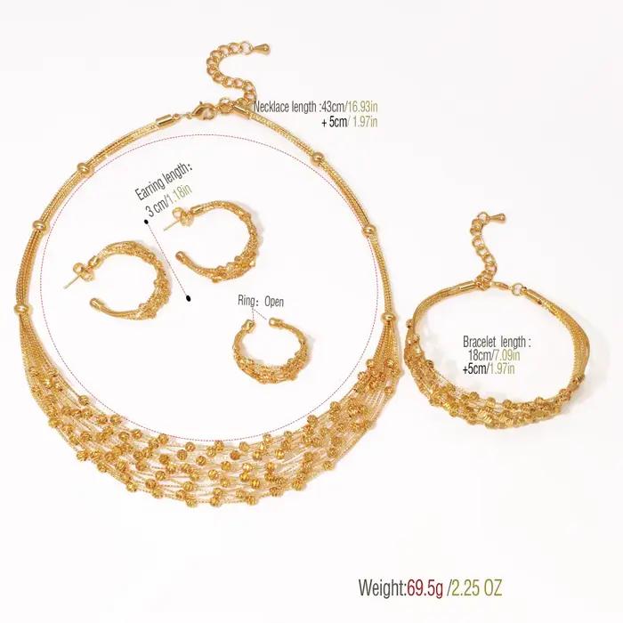 GZJPEI – ensemble de bijoux faits à la main pour femmes, ensemble de perles multicouches plaquées or 18 carats, accessoires de bijoux d'anniversaire et de mariage de haute qualité