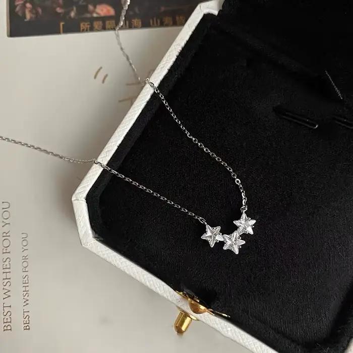Collier étoile en argent Sterling 925 pour femmes, chaîne de collier à la mode, pendentif Simple étoile à cinq branches en Zircon pour cadeau d'anniversaire, bijoux