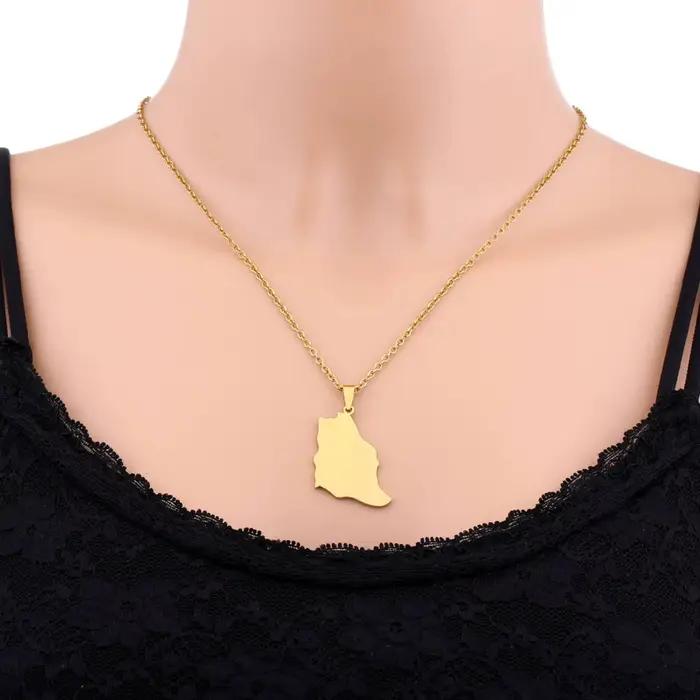 Collier pendentif carte de l'arabie saoudite, bijoux en acier inoxydable, cadeau patriotique pour femmes et hommes