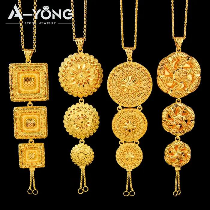 Collier pendentif massif Oman Fashion plaqué or 21 carats, grands pendentifs pour mariages nigérians, bijoux pour femmes kurdes pour événements et fêtes