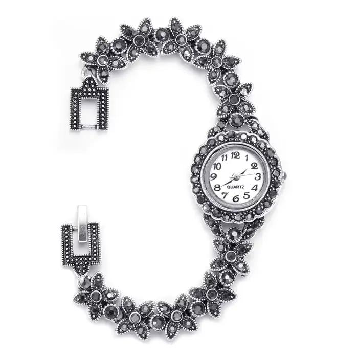 Bracelets plaqués argent prairie pour femmes, breloques pour filles, accessoires en cristal, mode dame, montres à quartz, accessoires à main féminins