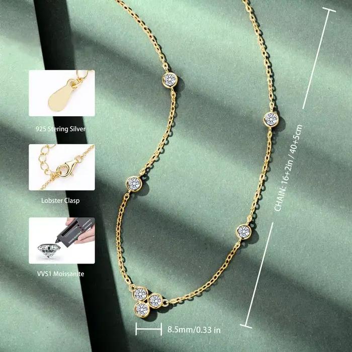 IOGOU-Collier en diamant Moissanite pour femme, tour de cou en argent regardé 3.0 véritable, bijoux fins de fiançailles, 925mm, D0.70CT, VVl's
